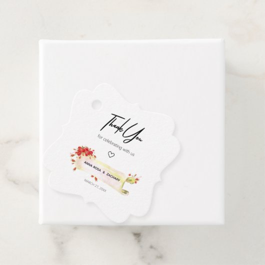 *~* Extravagante Rote Rose Blumenkohle Blume Danke Geschenkanhänger (Beispiel)