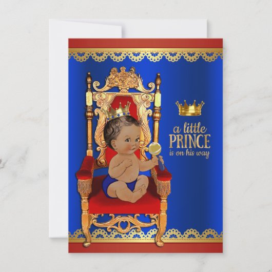 Extravagante Royal Ethnic Prince Baby Dusche Einladung (Vorderseite)