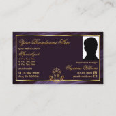 Extravagante Royal Lila Gold Crown mit Monogram Fo Visitenkarte (Rückseite)