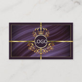 Extravagante Royal Lila Gold Crown mit QR-Logo Visitenkarte (Vorderseite)