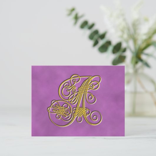 Extravagante Royal Monogram Letter A Postkarte (Stehend Vorderseite)