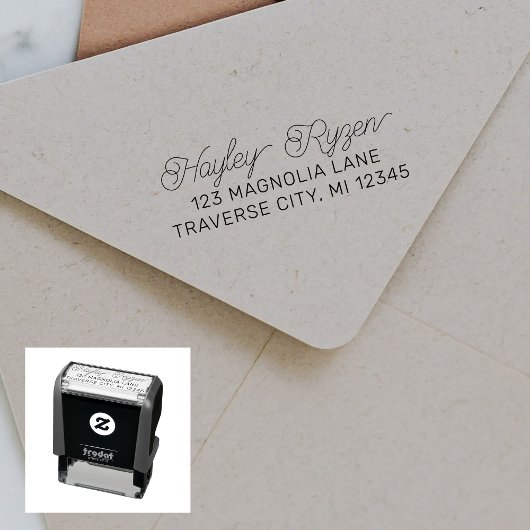 Extravagante Rücksendeadresse mit vollständigem Na Permastempel