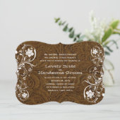 Extravagante rustikale lederne Hochzeits-Einladung Einladung (Stehend Vorderseite)