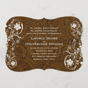 Extravagante rustikale lederne Hochzeits-Einladung Einladung