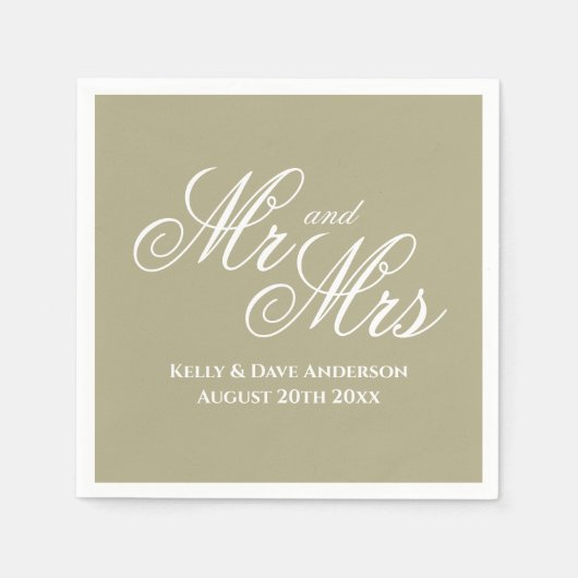 Extravagante sage grün Mr. & Mrs. Serviette (Vorderseite)