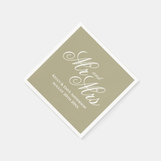 Extravagante sage grün Mr. & Mrs. Serviette (Ecke)