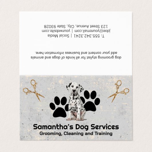 Extravagante Schere | Dog Paw | Dalmatiner Welpen Visitenkarten (Außenseite Aufgefaltet)