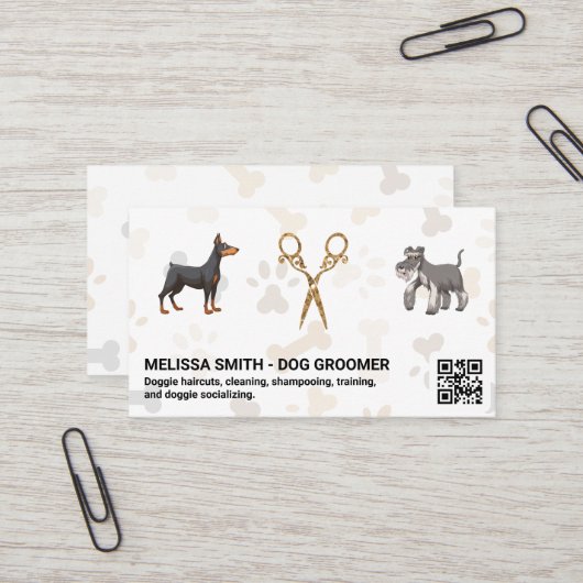 Extravagante Schere | Hunde | QR-Code Visitenkarte (Vorderseite/Rückseite Beispiel)