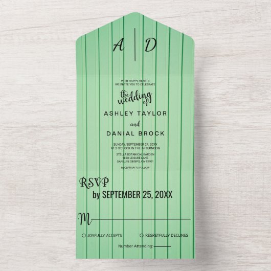 Extravagante, schick grüne rustikale All in One We All In One Einladung (Innen Boden)