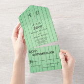 Extravagante, schick grüne rustikale All in One We Einladung (Abreißen)