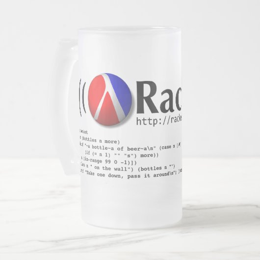 Extravagante Schläger-Bier-Tasse Mattglas Bierglas (Vorderseite Links)