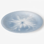 Extravagante Schneeflocke auf blau Pappteller (Schrägansicht)