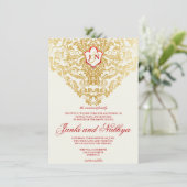 Extravagante Schnörkel Golden Indian Arabic Einladung (Stehend Vorderseite)