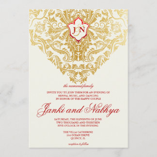 Extravagante Schnörkel Golden Indian Arabic Einladung
