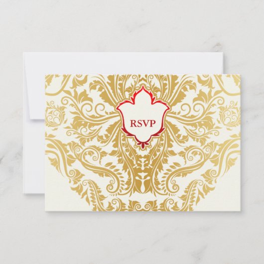 Extravagante Schnörkel Golden Indian Arabic RSVP Karte (Vorderseite)