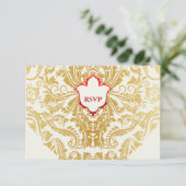 Extravagante Schnörkel Golden Indian Arabic RSVP Karte (Stehend Vorderseite)