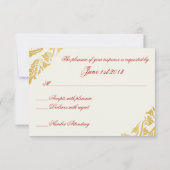 Extravagante Schnörkel Golden Indian Arabic RSVP Karte (Rückseite)