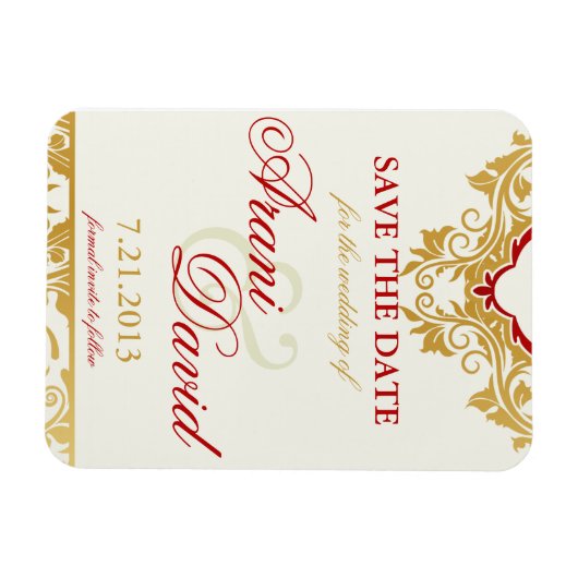 Extravagante Schnörkel Golden Save the Date Magnet (Horizontal)