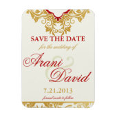 Extravagante Schnörkel Golden Save the Date Magnet (Vertikal)