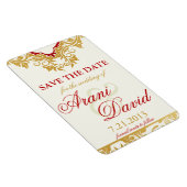 Extravagante Schnörkel Golden Save the Date Magnet (Rechte Seite)