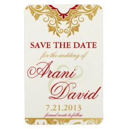Extravagante Schnörkel Golden Save the Date Magnet