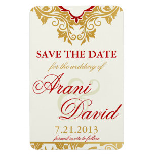 Extravagante Schnörkel Golden Save the Date Magnet