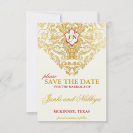 Extravagante Schnörkel Goldene Hochzeit retten Ter Save The Date