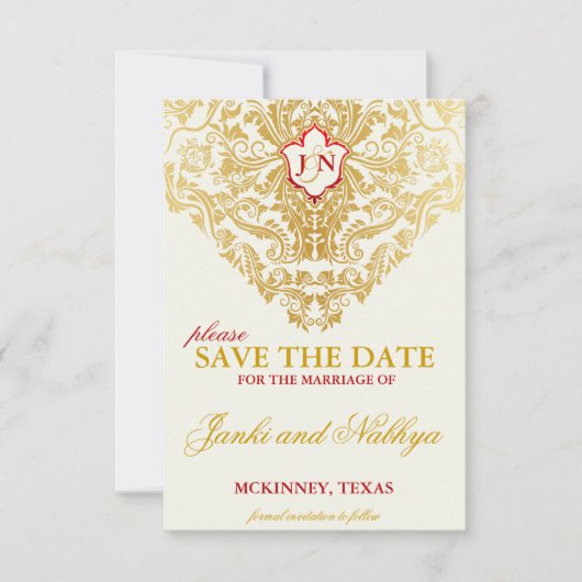 Extravagante Schnörkel Goldene Hochzeit retten Ter Save The Date (Vorderseite)