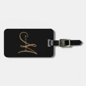 Extravagante Schwarz/Gold Monogram Gepäckanhänger (Vorderseite horizontal)