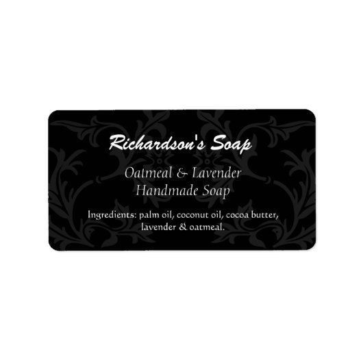 Extravagante schwarz-graue Seifenmarkierungen Adressaufkleber (Vorne)