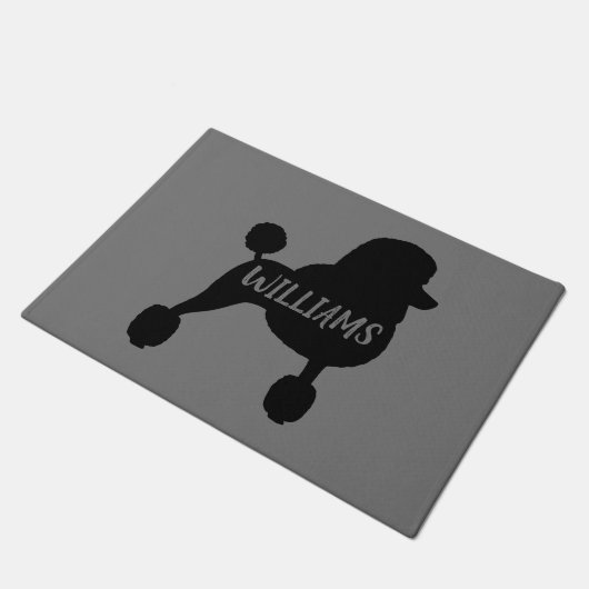 Extravagante Schwarz-Standard-Dog-Silhouette Fußmatte (Schrägansicht)