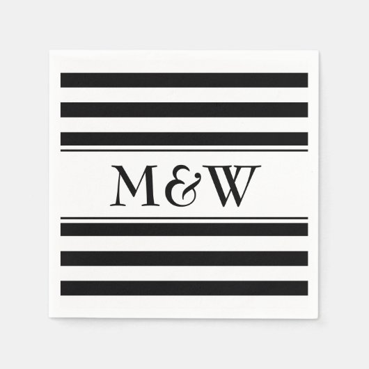 Extravagante, schwarz-weiß gestreifte Servietten f (Vorderseite)