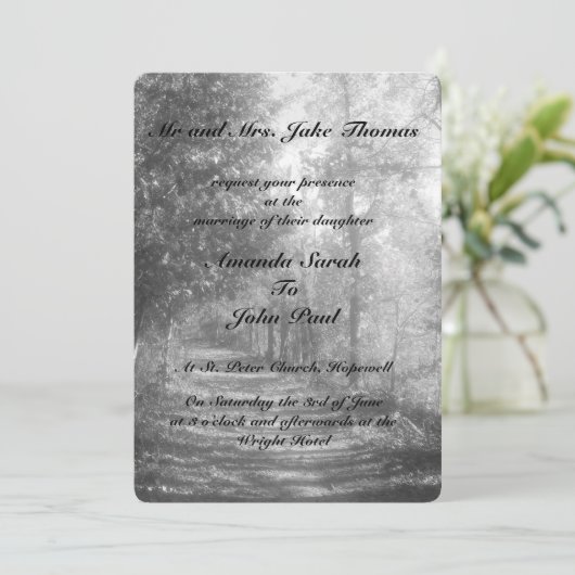 Extravagante Schwarz-Weiß-Hochzeit Einladung (Stehend Vorderseite)