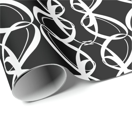 Extravagante Schwarz-Weiß-Hochzeit, Verlobung Ring Geschenkpapier (Rolleneckpunkt)