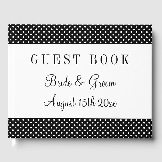 Extravagante Schwarz-Weiß-Polka-Dot-Hochzeit perso Gästebuch (Vorderseite)