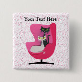 Extravagante Schwarz-weiße Katzen im Stil der 50er Button (Vorderseite)