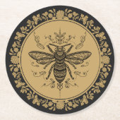 Extravagante Schwarzbiene  Runder Pappuntersetzer (Vorderseite)