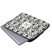 Extravagante SchwarzDamaselmonogramm Laptopschutzhülle (Vorne Knopf)