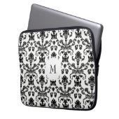 Extravagante SchwarzDamaselmonogramm Laptopschutzhülle (Vorderseite Links)