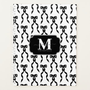 Extravagante Schwarze Bow Mit Monogramm Hochzeit Planer