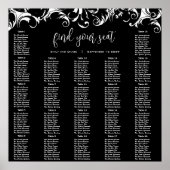 Extravagante schwarze Damaskus-Empfang-Sitzkarte Poster (Vorne)