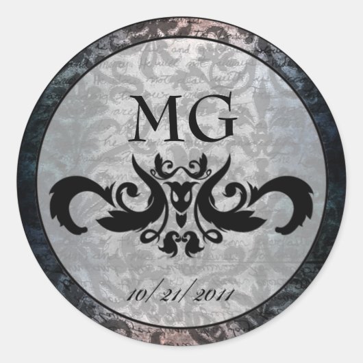 Extravagante schwarze Damaskus-Gothic-Sticker/Umsc Runder Aufkleber (Vorderseite)