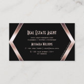 Extravagante Schwarze Geometrie mit Cooler Rose Go Visitenkarte (Rückseite)