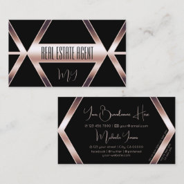 Extravagante Schwarze Geometrie mit Rose Gold und  Visitenkarte