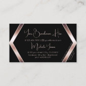Extravagante Schwarze Geometrie mit Rose Gold und  Visitenkarte (Rückseite)