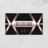 Extravagante Schwarze Geometrie mit Rose Gold und  Visitenkarte (Vorderseite)