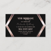 Extravagante Schwarze Geometrie mit schicken Rose  Visitenkarte (Rückseite)