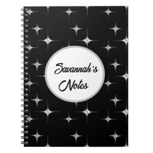 Extravagante Schwarze Imitate Silver Diamond Desig Notizblock