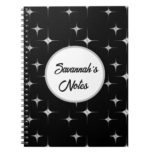 Extravagante Schwarze Imitate Silver Diamond Desig Notizblock (Vorderseite)