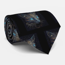 Extravagante Schwarze Katze Malen Neck Tie